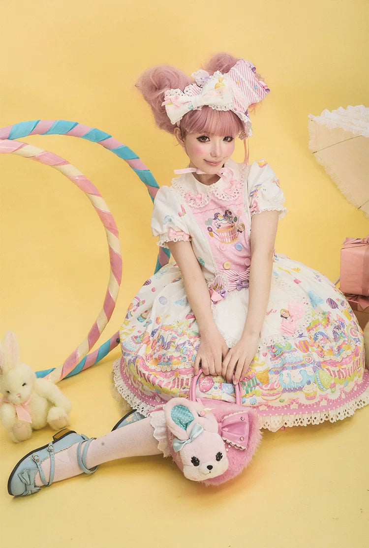 Sweet Dessert Land - Kawaii Lolita OP & JSK Dress Suit, Cake Print 44542:811590