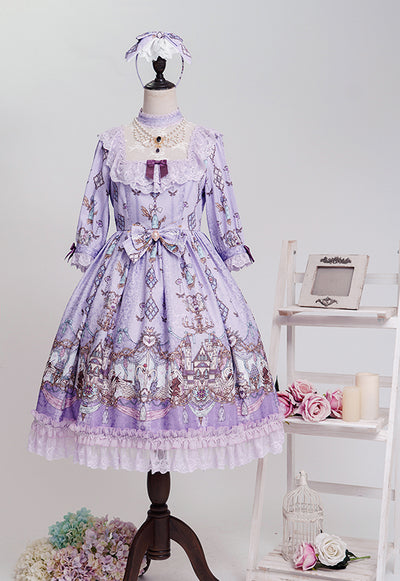 Milu Forest~The Swan's Wedding~Elegant Lolita Purple OP   