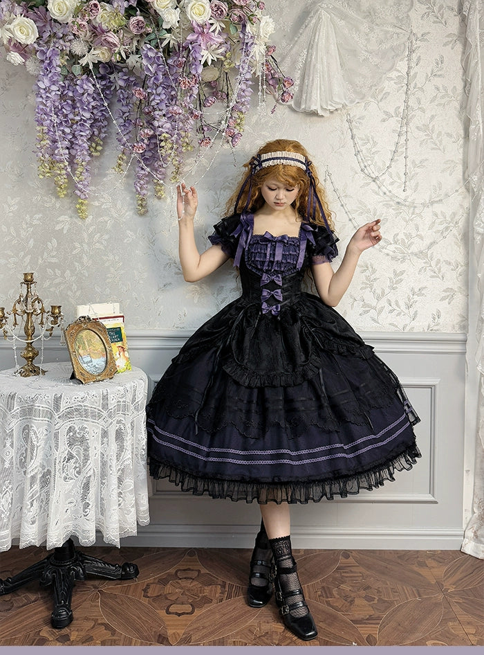 Alice girl~Yesterday Morning Mist~Classic Lolita OP Bust-supporting Tiered Ruffles Lolita Dress