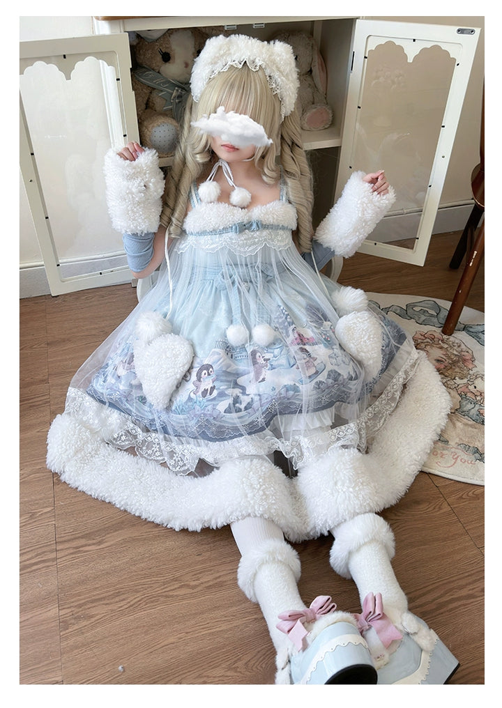 Spireme Cat~Penguin Snow Treasure~Kawaii Lolita JSK Penguin Printing Winter Dress   