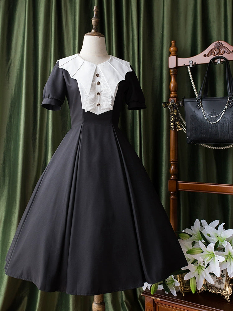 Forest Fluorescent Carps - The Rain of London - Elegant Lolita OP Dress, Bat Wing-Shaped Neckline (2XL L M S XL) 43531:778463