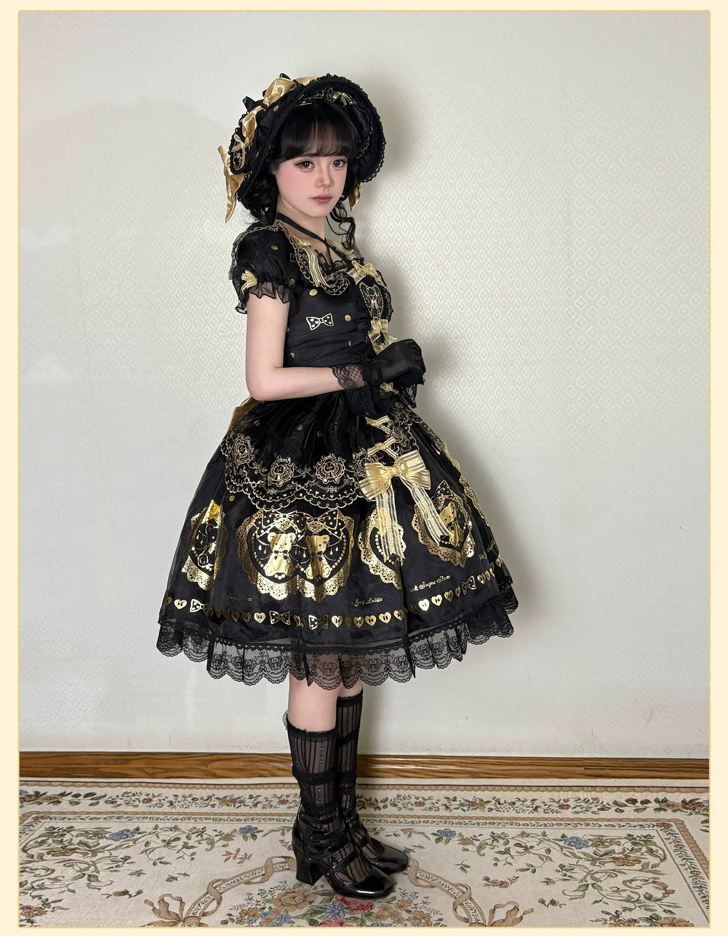 Brown Sugar Bear - Old School Lolita OP & Halter Dress, Bear Print 45249:842121