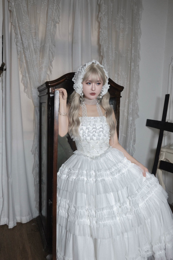Sara Bell~Hailey~Elegant Lolita JSK Dress with Large Tiered Voile Hem 43090:765159