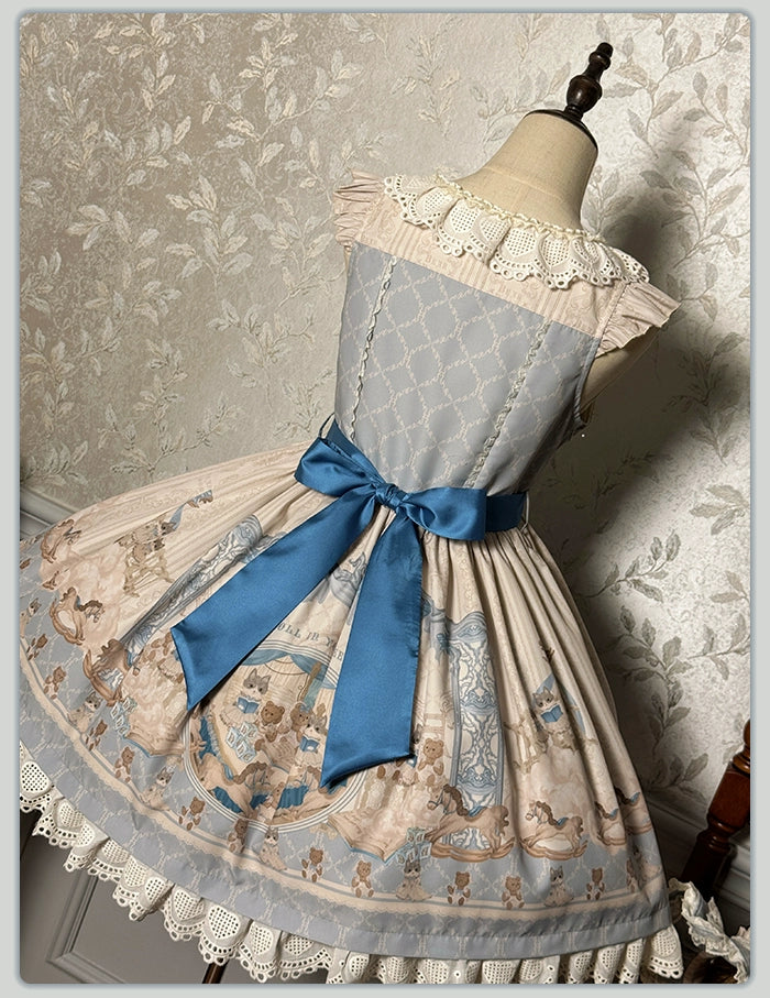 Alice Girl~Sea Salt Fairytale~Sweet Lolita JSK Doll-like Lolita Printed Dress