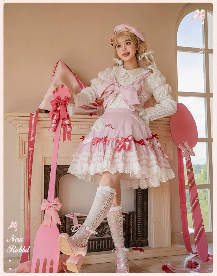 Mademoiselle Pearl~Bow Rabbit~IP Collab Sweet Lolita OP in Multiple Styles 43054:763648