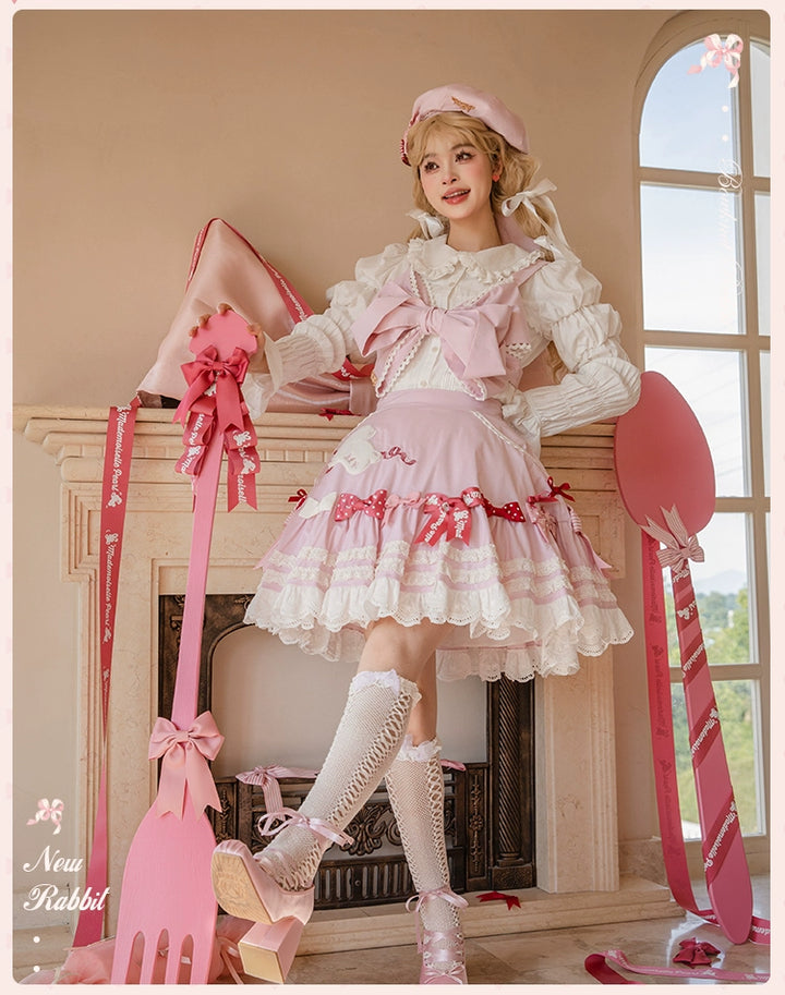Mademoiselle Pearl~Bow Rabbit~IP Collab Sweet Lolita OP in Multiple Styles 43054:763648