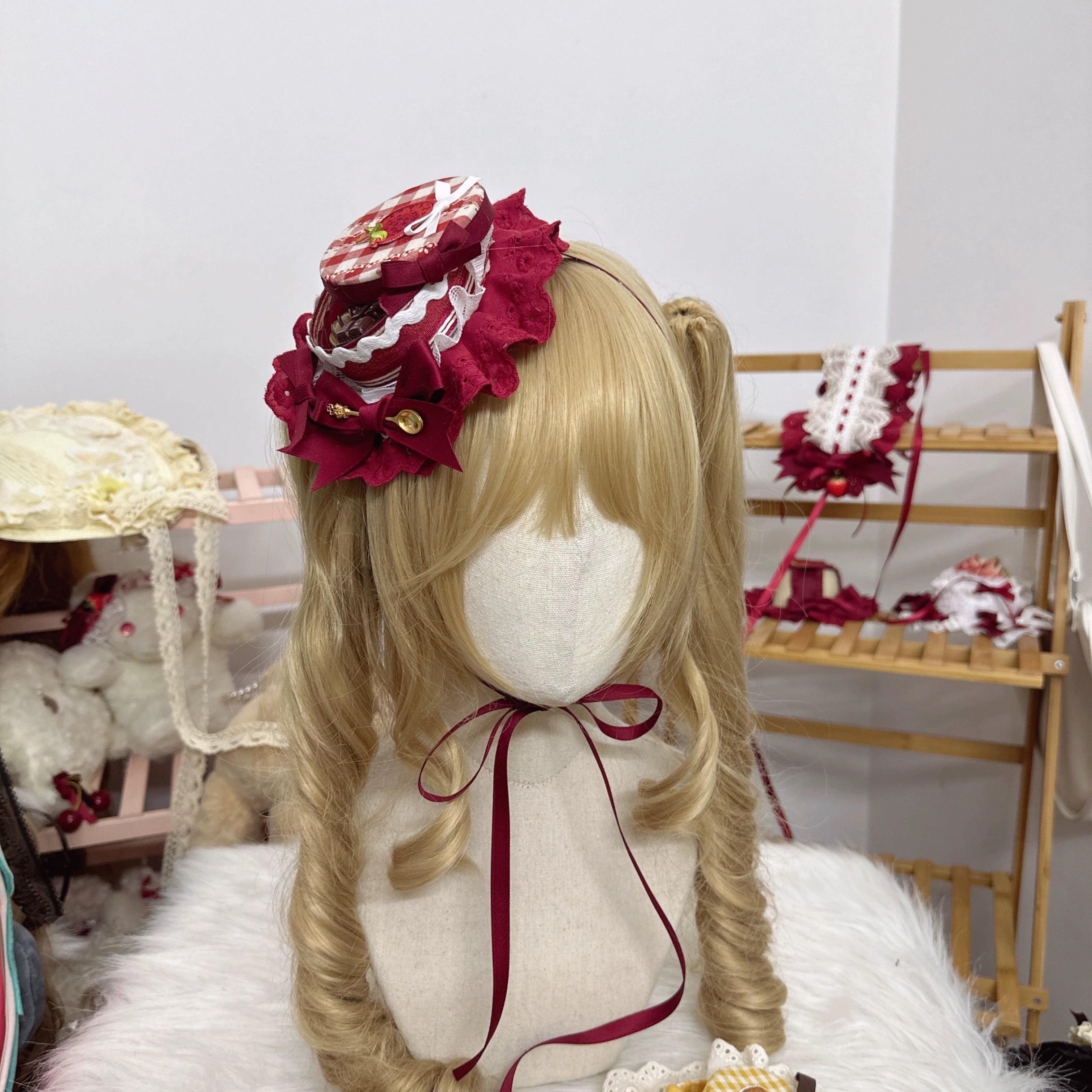 Chestnut Lolita - Sweet Lolita Candy Box Hat Handmade Lolita Top Hat Pure red