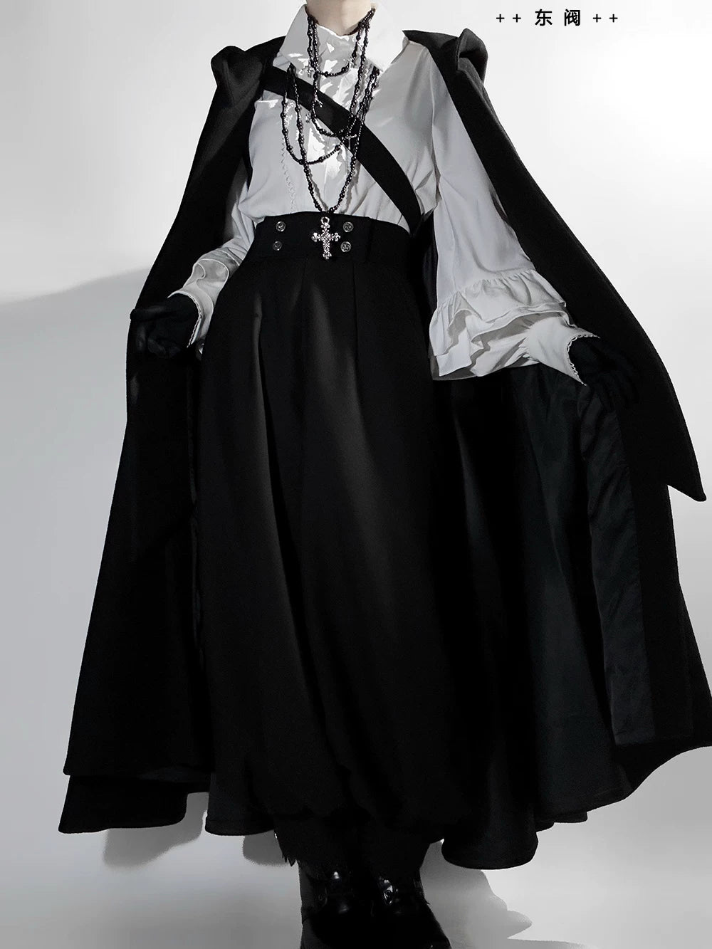 Codename 003 - Ouji Lolita Shirt and Pants Set, Hooded Cape