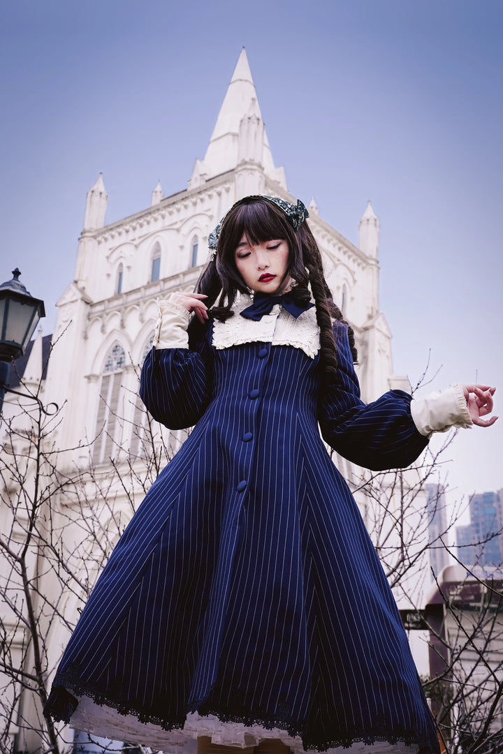 Strawberry Witch~Daily Lolita Coat Sherlock Style Lolita Coat Striped OP 34536:473182