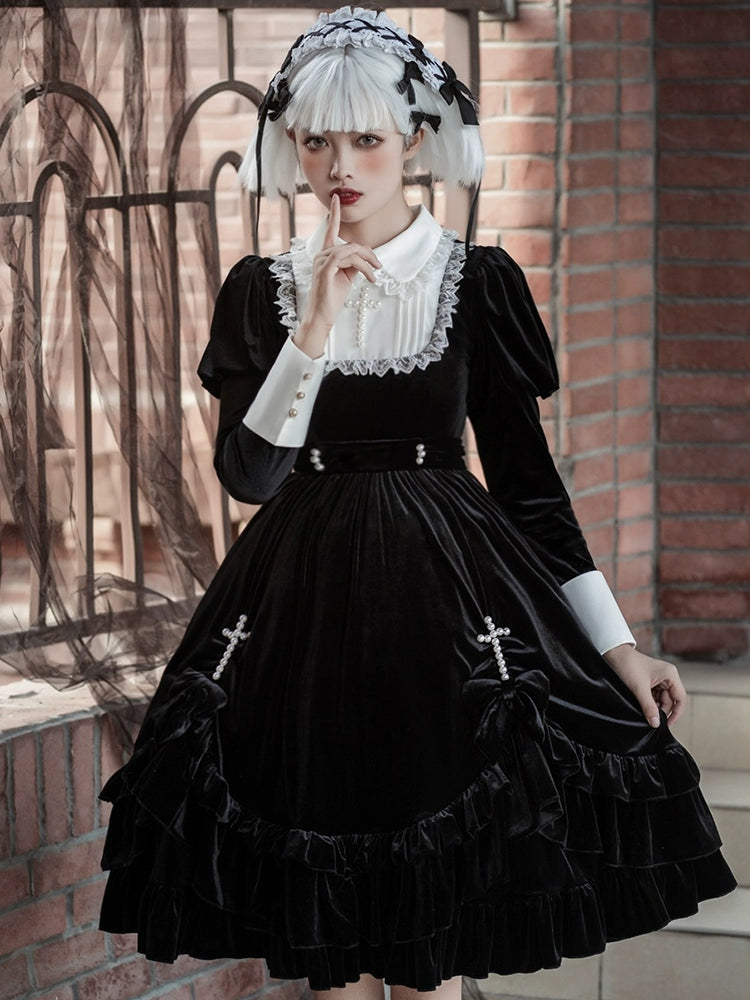 Sweet Date~Halloween Gothic Lolita OP Dress Princess Winter Dress S Black OP