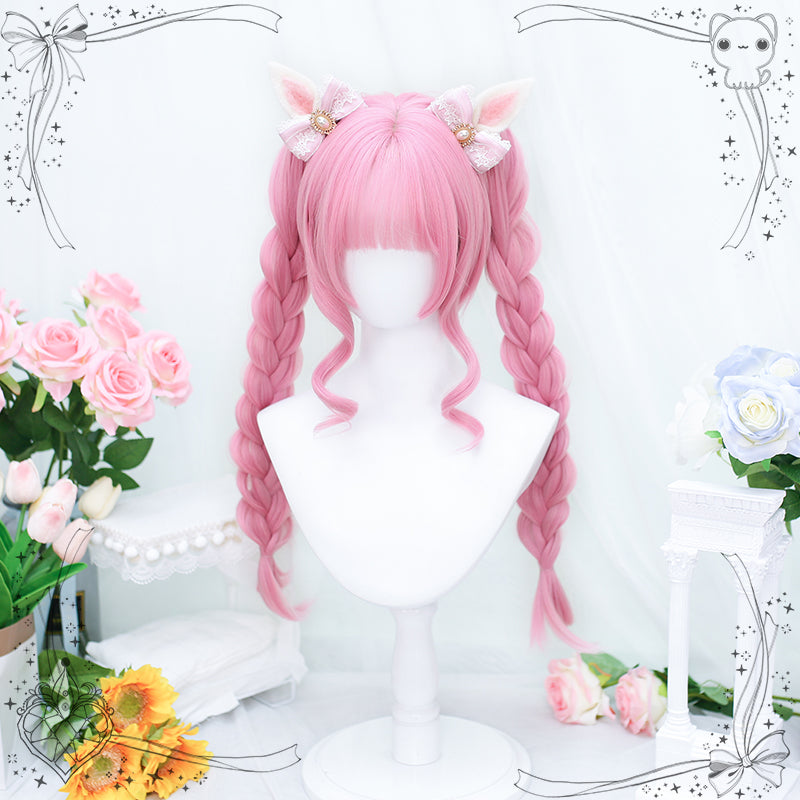 Dalao Home - Princess Lolita Ponytail Long Straight Blonde Wig Peach pink