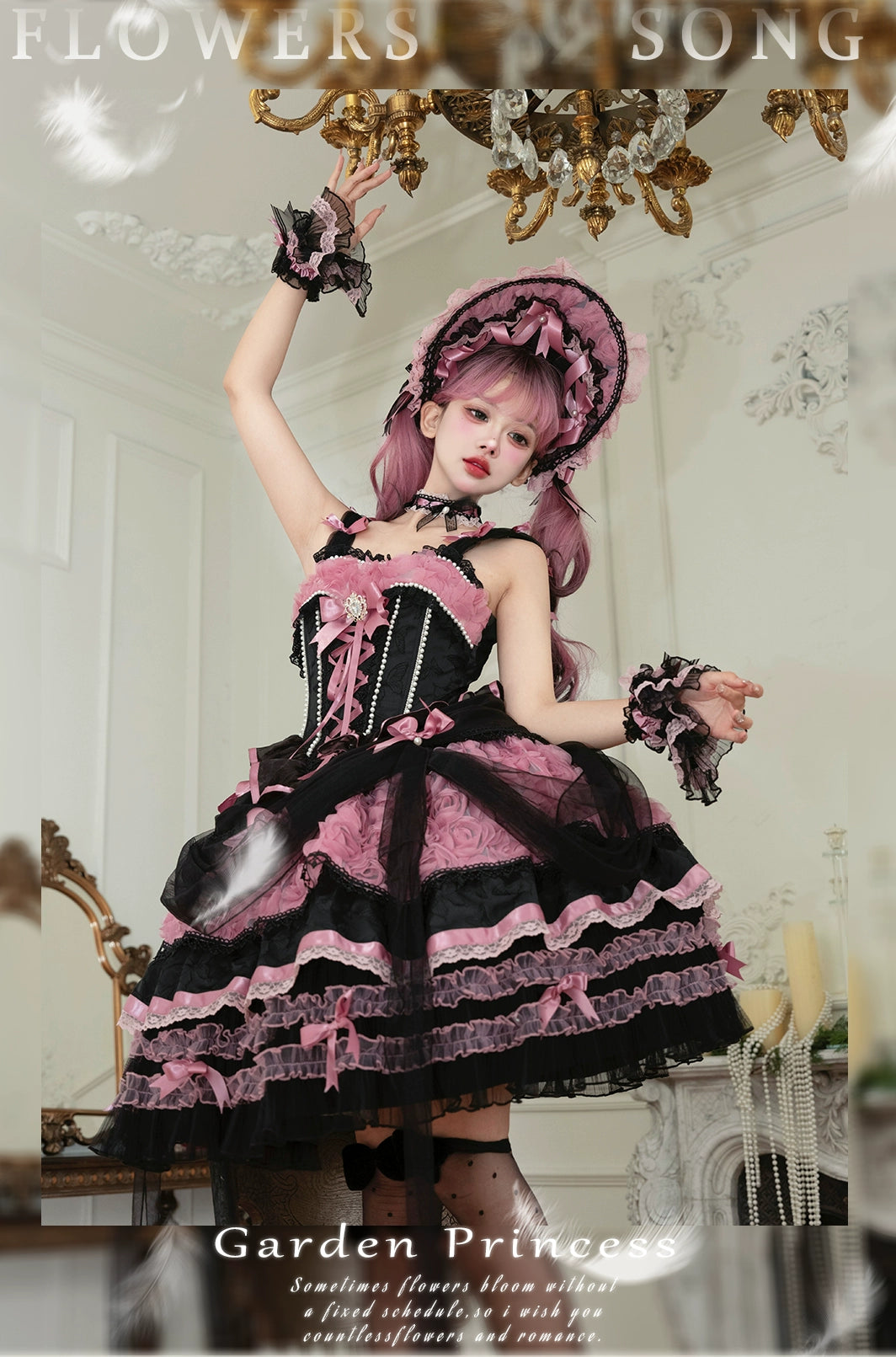 MieYe~Flowers Song~Classic Lolita JSK Dress Fishbone Dress with Tiered Skirt