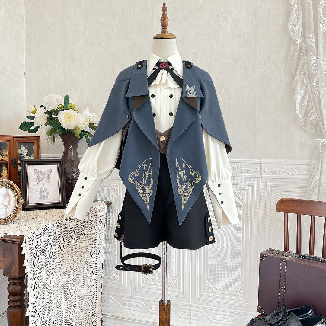 Designer's Gift~Narrative Poem~Ouji Lolita Shorts Suit with Shirt Cape and Vest