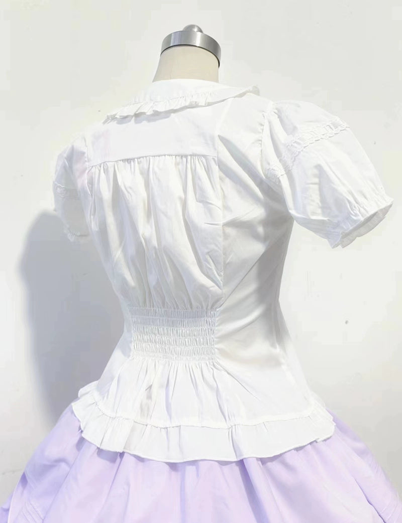 Sweet Angel~Daily Lolita Splicing Sleeve Shirt   