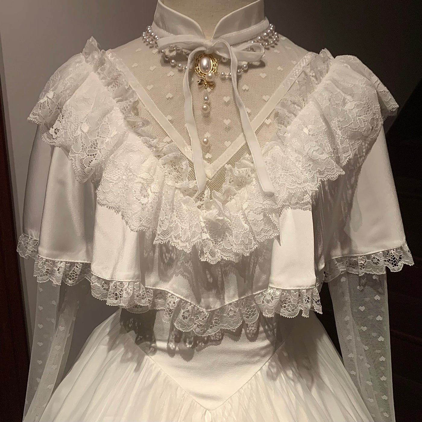 (BFM)Dingqiqi~Vintage Lolita Dress Court Style Lolita OP S Polka dot white dress 