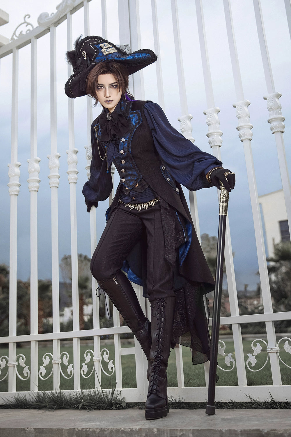 Immortal Thorn~Night of Swordsmanship~Ouji Lolita Long Coat Male Lolita Sleeveless Coat   