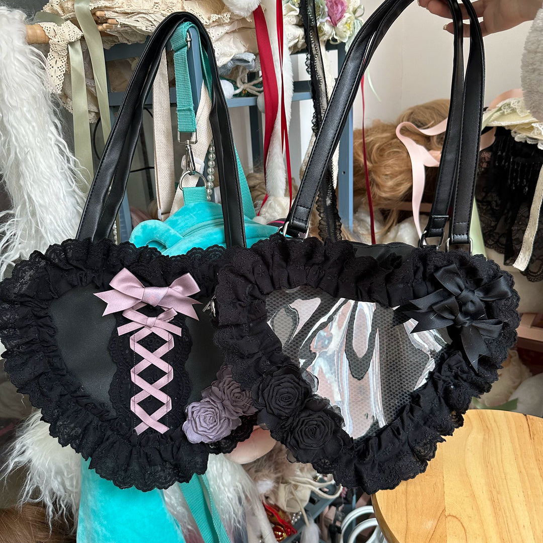 Chestnut Lolita~Sweet Lolita Bag Heart-shaped Lace Bag Multicolors   