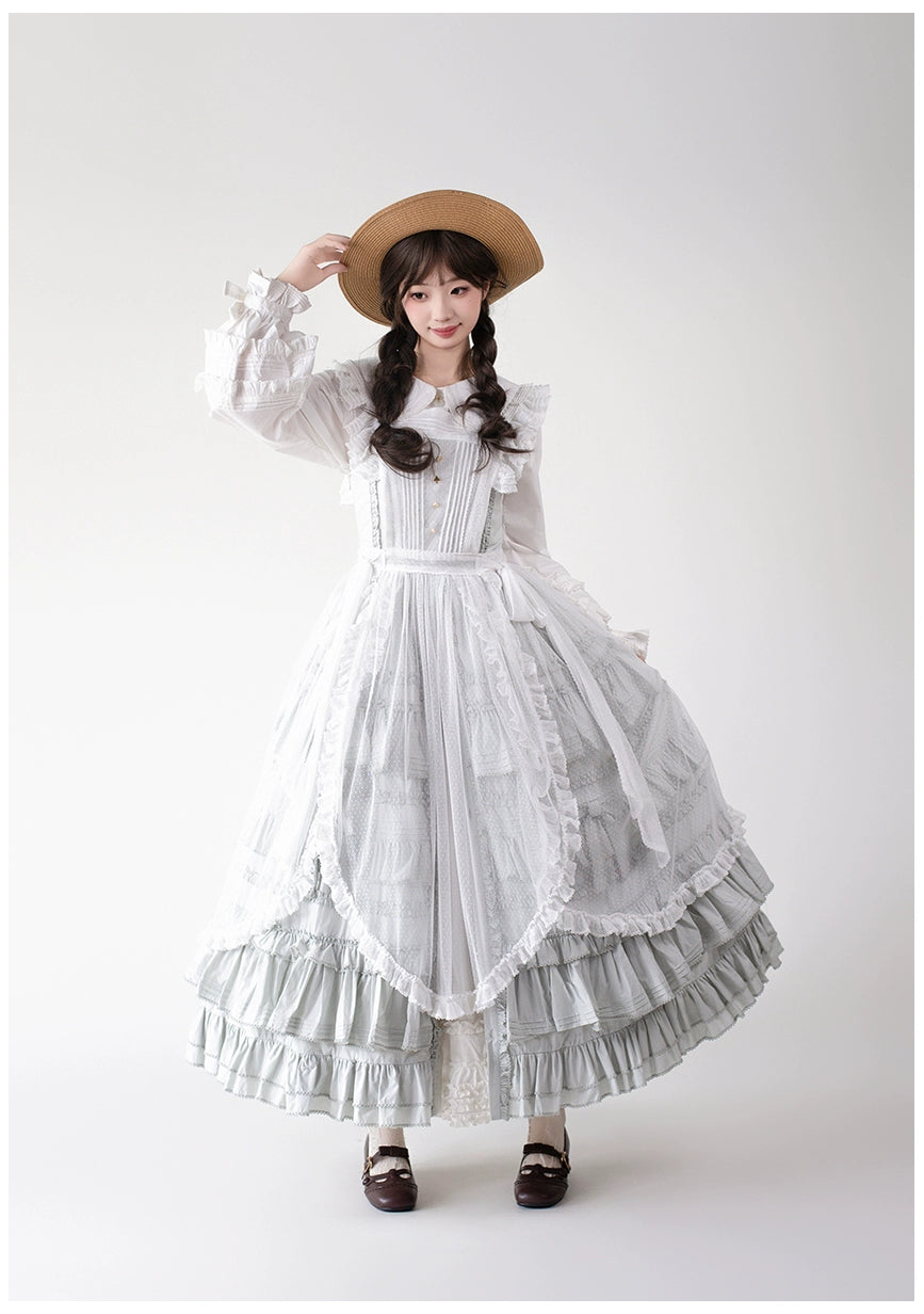 Mumu~Little Lilac~Country Lolita Cotton Jumper Dress Open-Front Lolita Dress 40612:668872