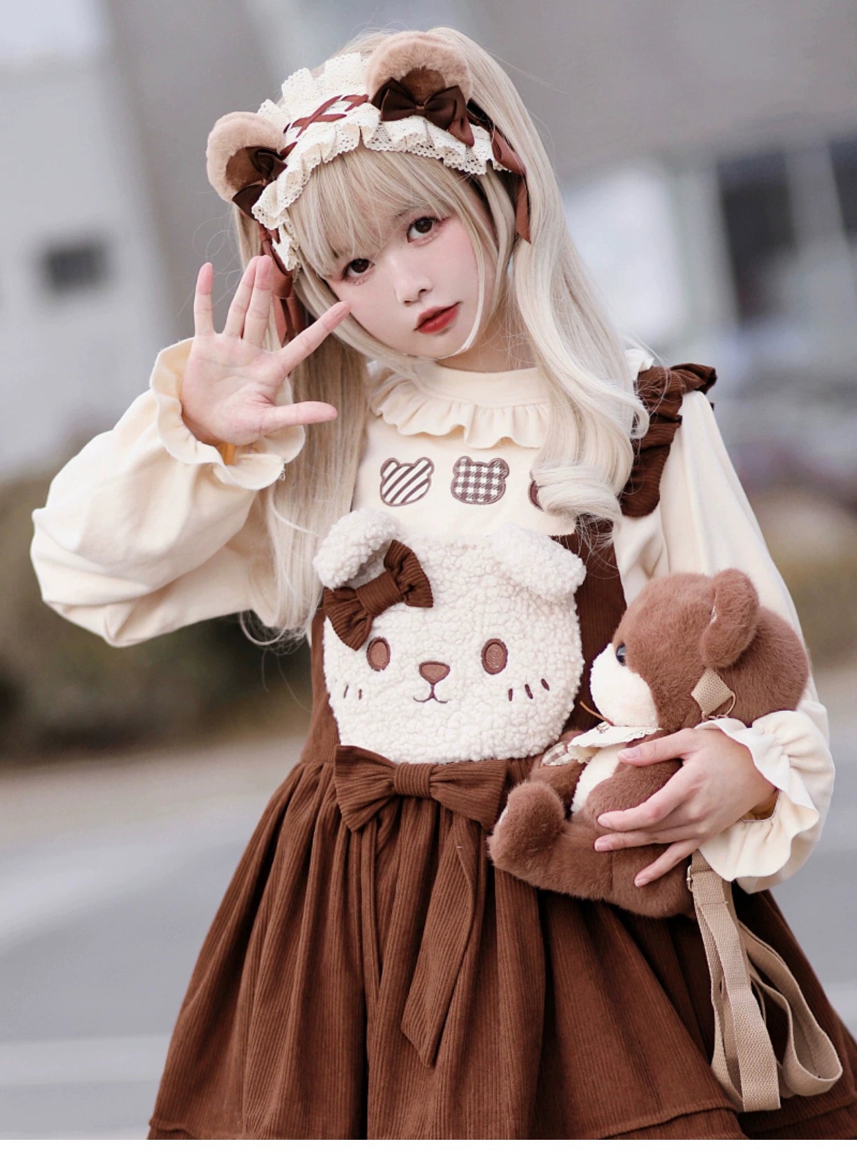 Besozealous - Handmade Lolita KC Animal Ear Coffee Hairband