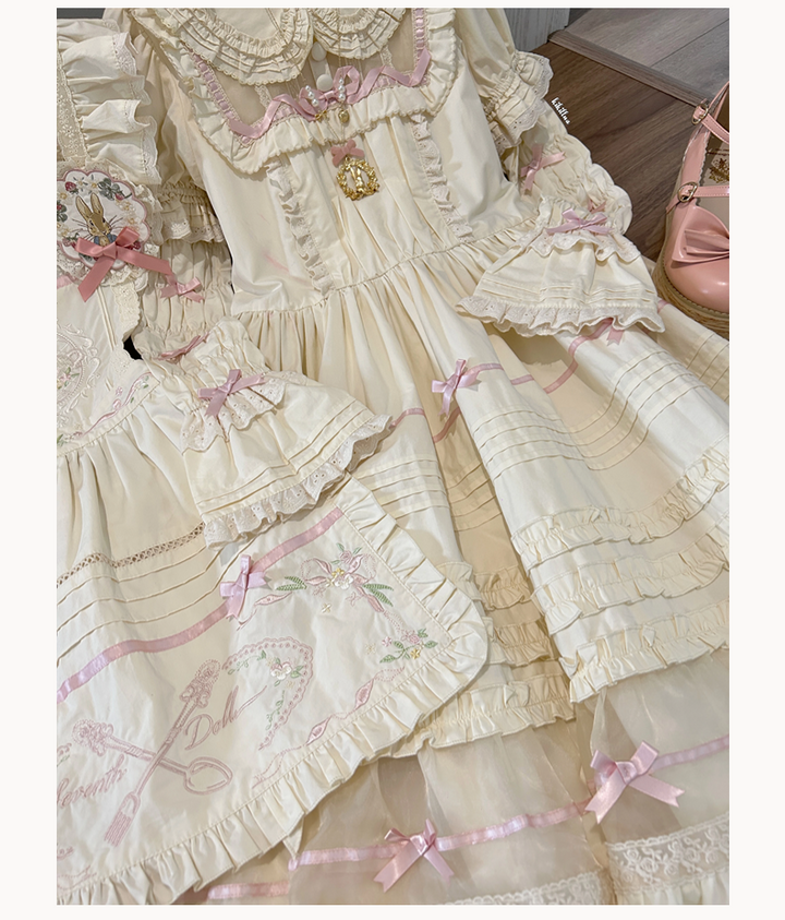 The Seventh Doll~Hazy Afternoon~Vintage Lolita OP Dress Embroidered Apron   