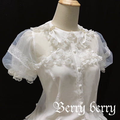 (Buyforme)Berryberry~Sweet Lolita Short Sleeve Blouse Multicolor S white 