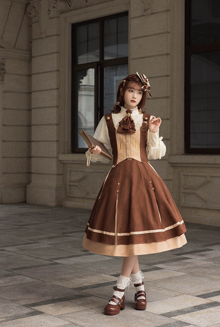 Miss Point~Golden Movement~Elegant Lolita Fishbone Skirt Customized   
