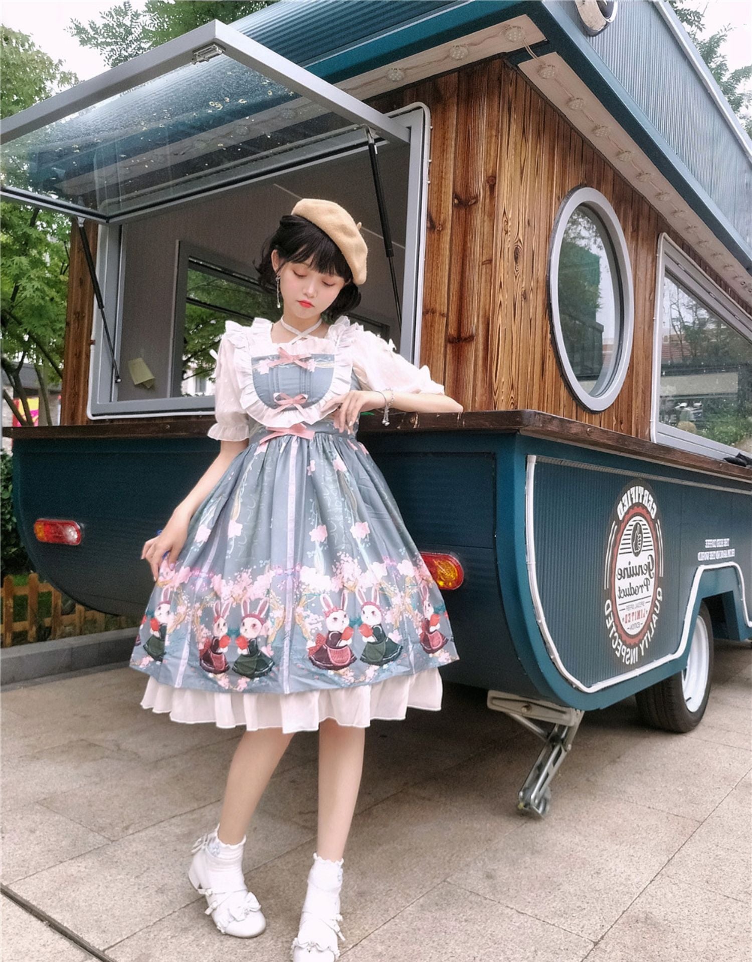 Niu Niu - Picnic Bunny Girl - Plus Size Lolita JSK Short Sleeve OP Dress