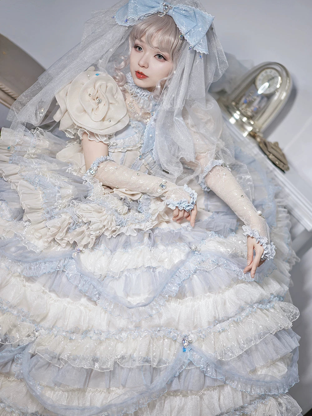 Sweet Lolita Accessories, Bow & Crystal Decor for Tea Party