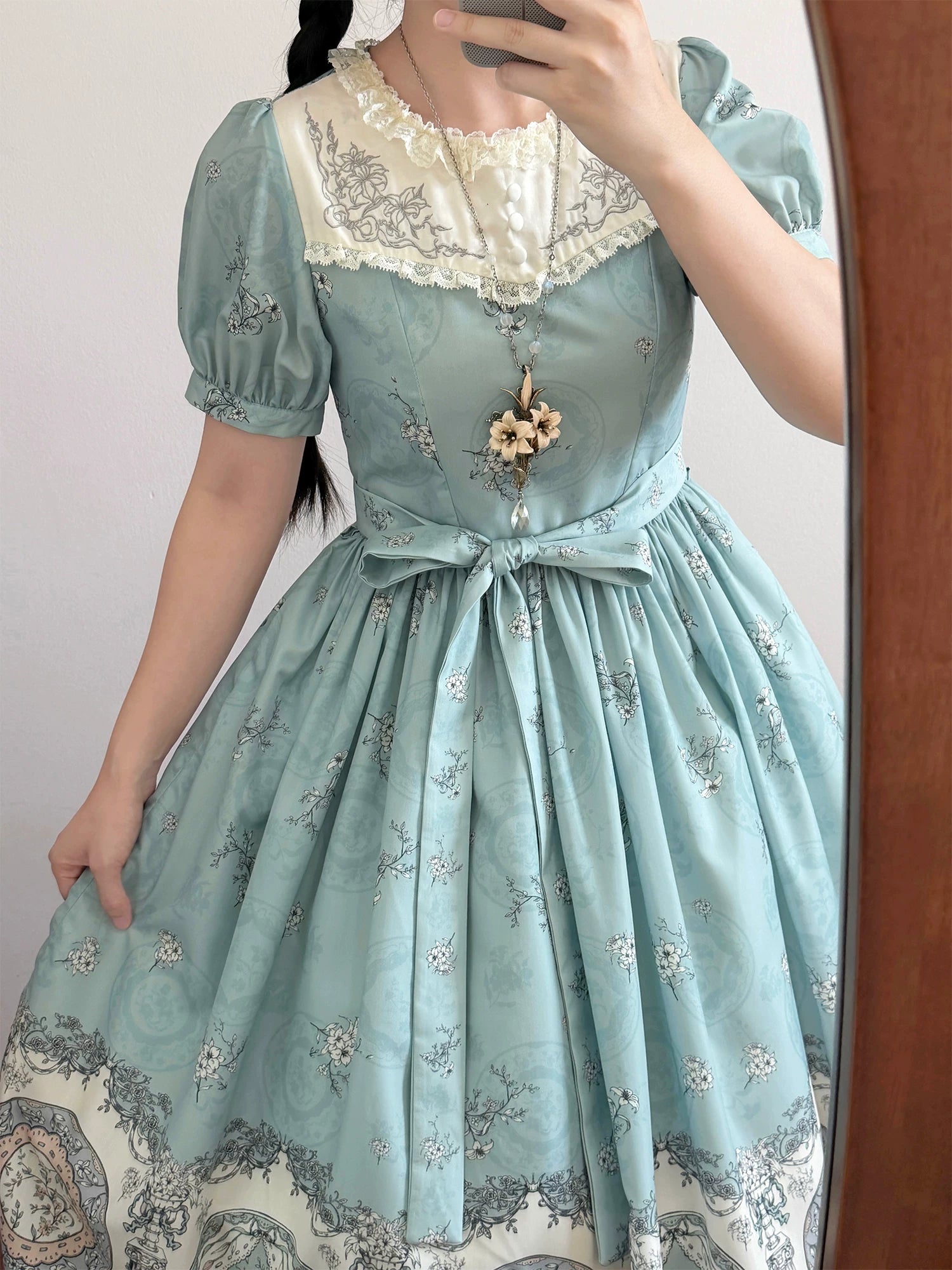 Small Porcelain Plate - Classic Lolita Plate Print OP, Embroidered Collar 45786:862764