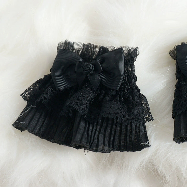 MaoJiang Handmade~Gothic Lolita Cuffs Black Rose Lace Cross Stretch Handcuff   