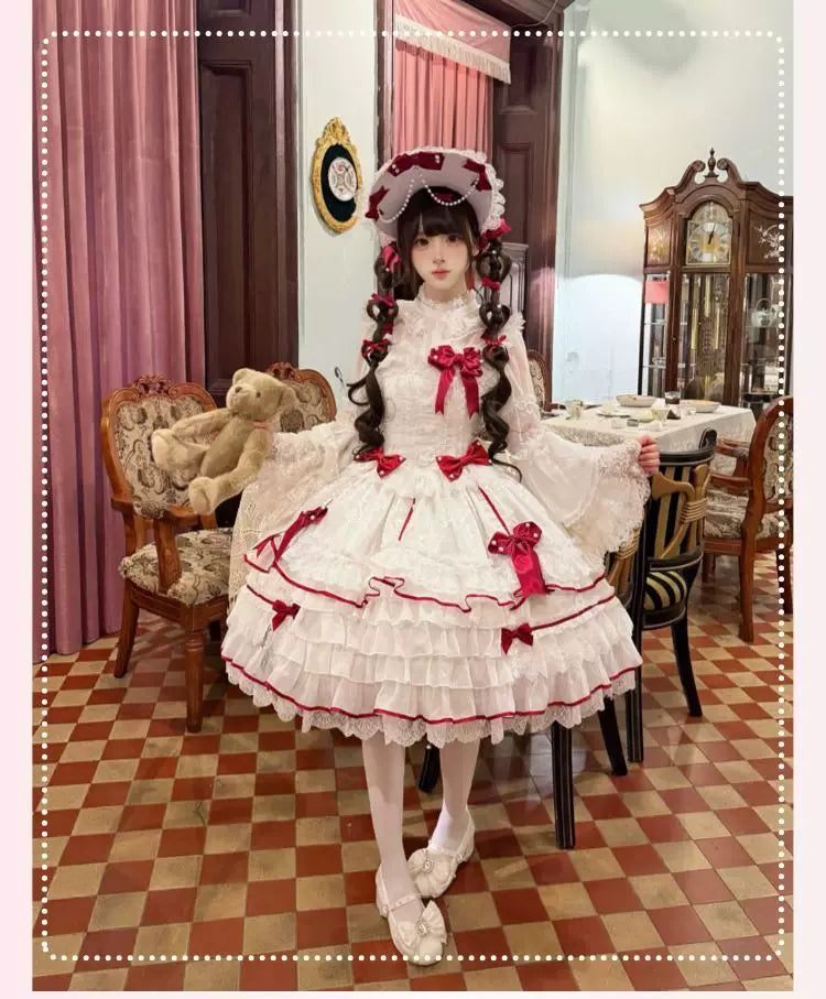 Star Porcelain Doll - Sweet Lolita JSK Dress Set, Tiered Ruffle Hem 46093:874753