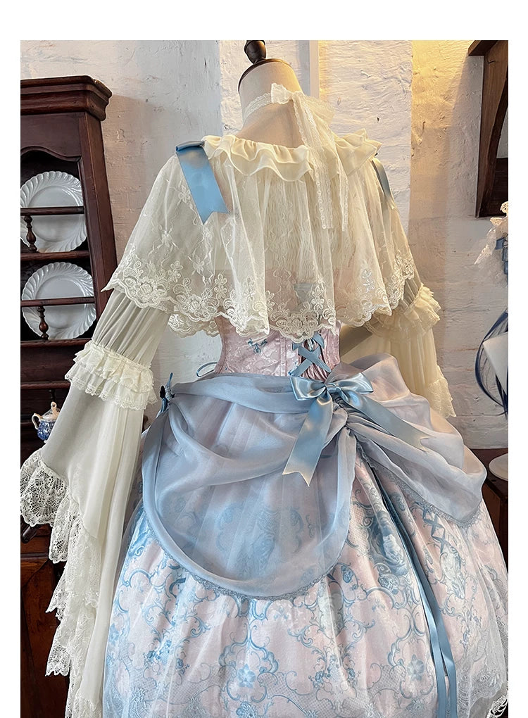 Linglong Porcelain - Classic Lolita Halter Neck Blouse, Detachable Shawl 44878:824659