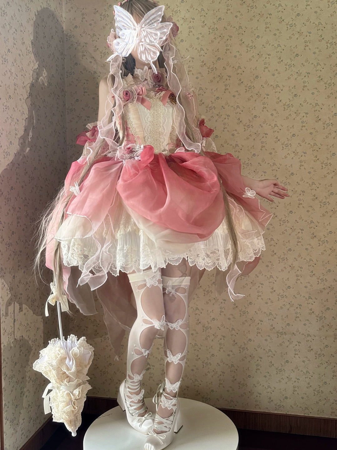 Night Dream~Roselle Garden~Sweet Lolita JSK Dress Full Set Accessories   