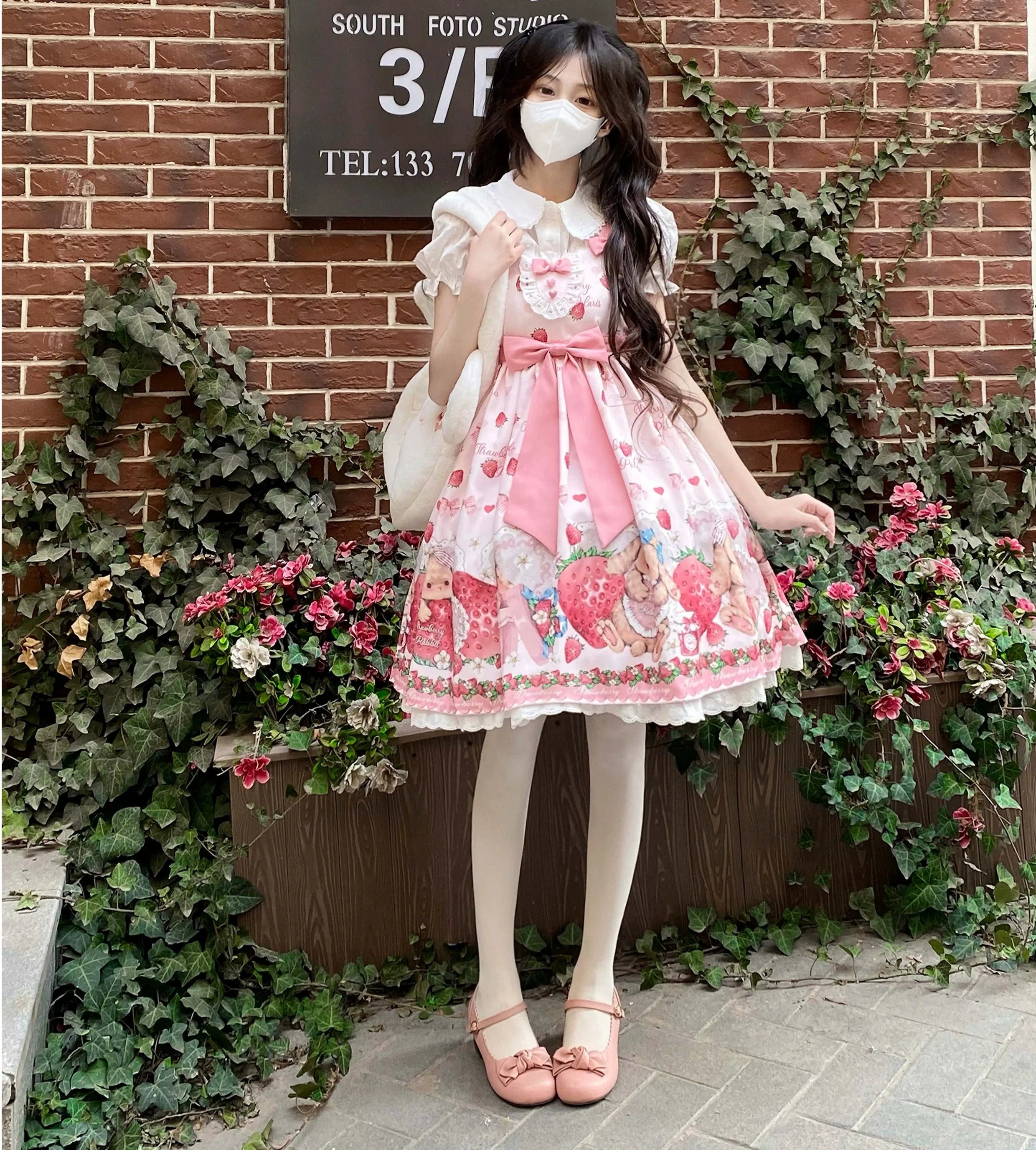 Polaris Lolita - Rabbit Berry Gift Box - Sweet Pink Lolita JSK Dress, Bunny & Straberry Print 44382:806020
