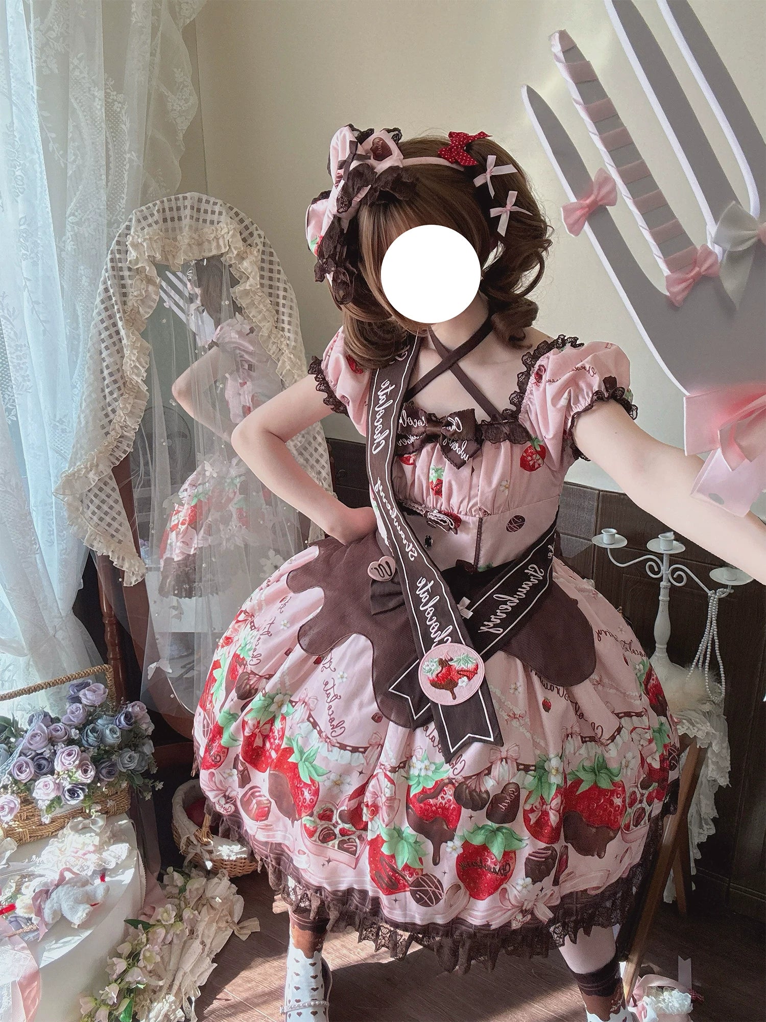 Strawberry Chocolate Lovers - Sweet Lolita Embroidered Printed Accessory 45215:840650