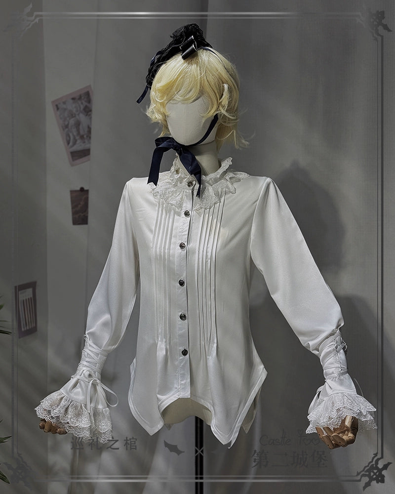 (BFM)CastleToo~Coffin of Pilgrimage~Ouji Lolita Shirt Pants Suit Medieval European Prince Suit Free size White shirt 