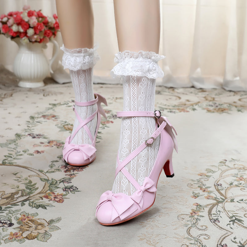 Sosic~Wind Tide Rumors~Cross-Strap Sweet Lolita Handmade Shoes   