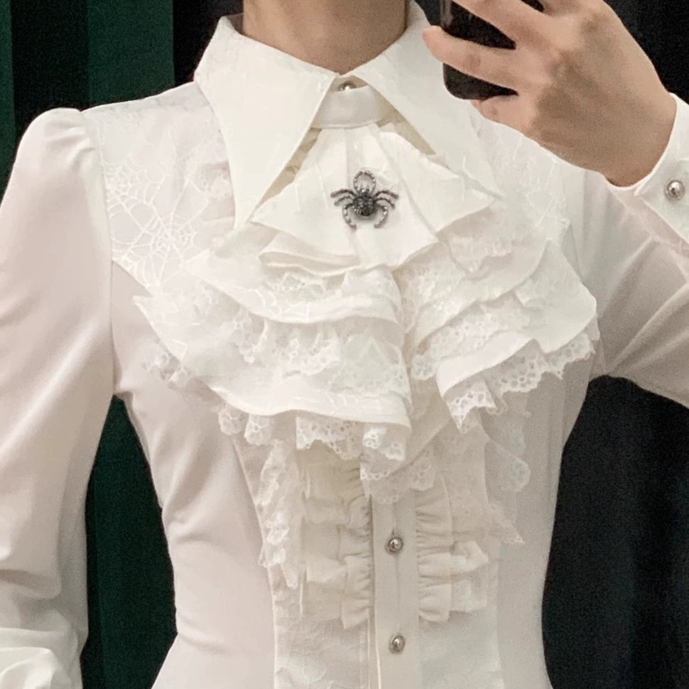 Little Dipper - Cold Rice - Ouji Lolita Jabot with Metal Spider Pendant 42877:756367