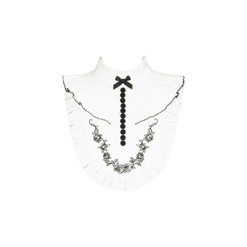 Audrey's Reply - Classic Lolita Square Neck OP, Detachable Embroidered Collar Embroidered Faux collar Only S