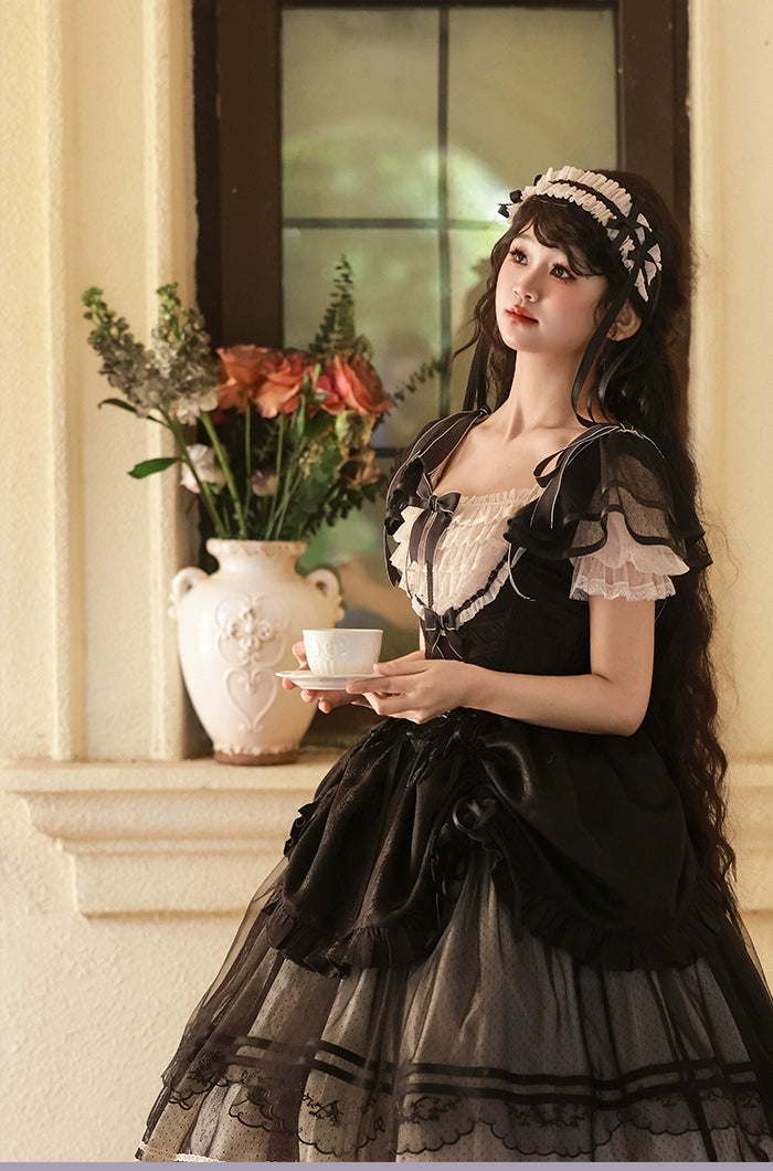 Alice girl~Yesterday Morning Mist~Classic Lolita JSK Elegant Low-cut Lolita Dress