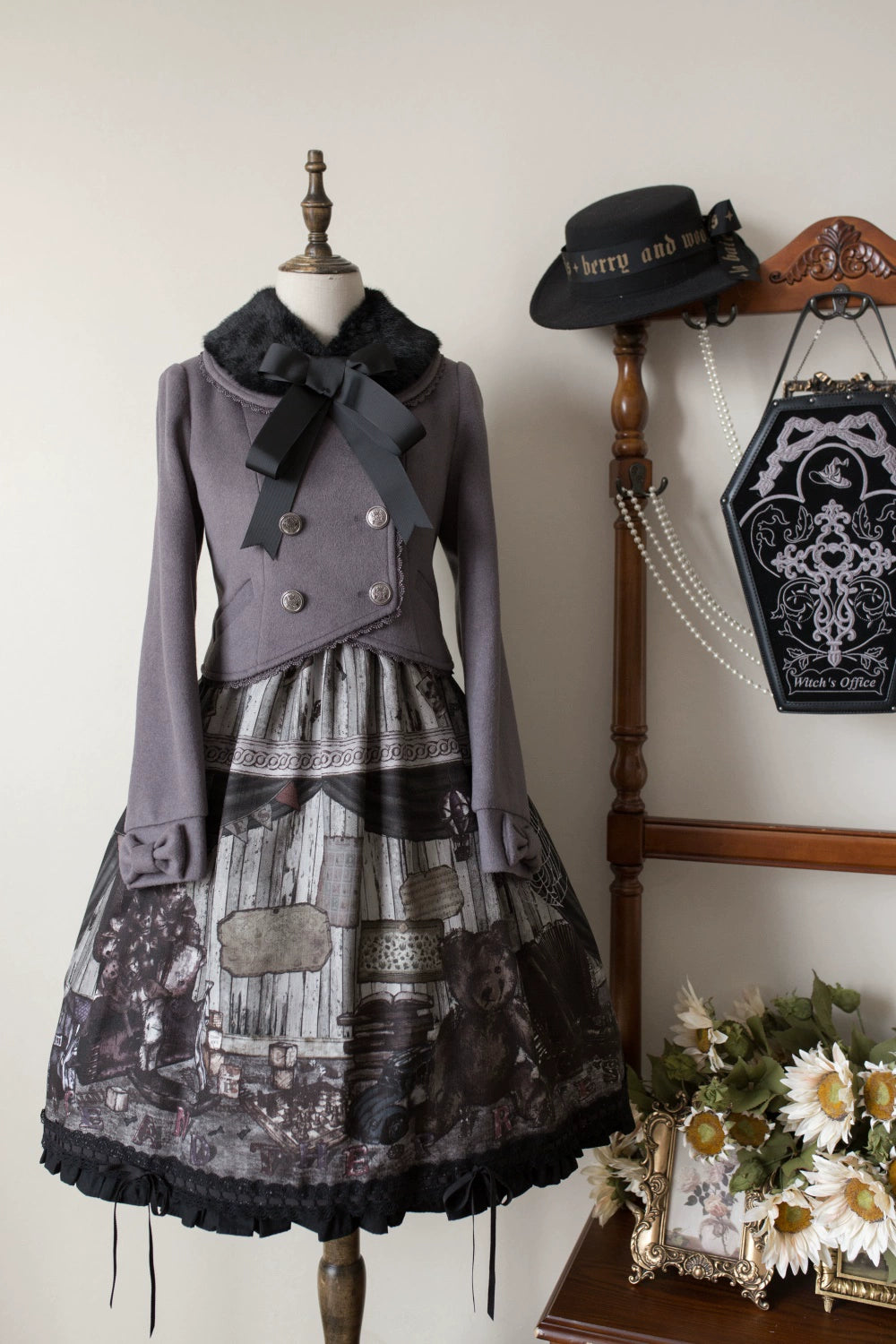 LeMiroir~Winter Solstice Coat~Sweet Lolita Woolen Coat Embroidery Skirt Short Outwear 40360:657088