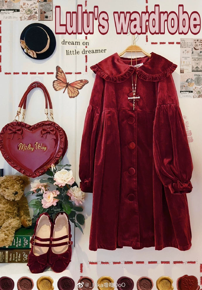Dark Star Island~Winter Lolita Cape Velvet Antique Lolita Coat 32870:394748