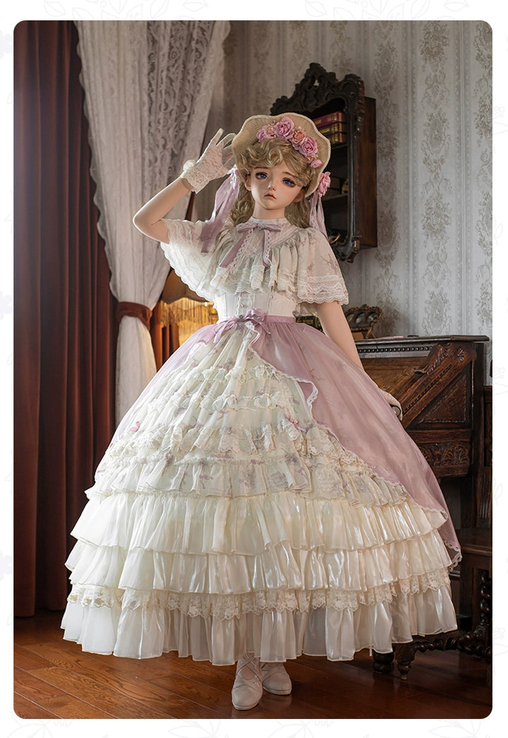 With PUJI~Nanke~Classic Lolita OP Dress Outfit with Edwardian Collar 41366:692996