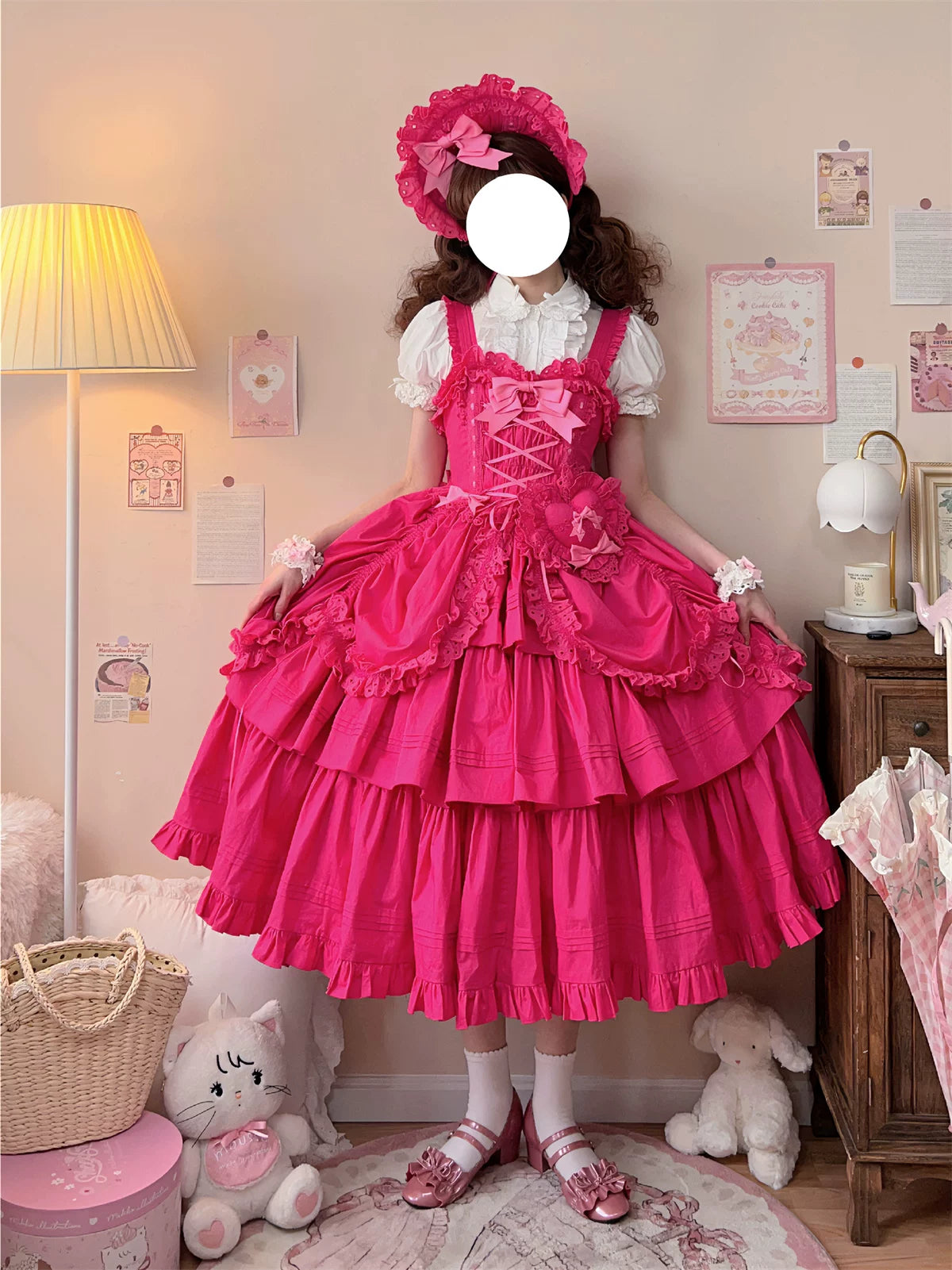 Cotton Gothic Lolita Long JSK, Drawn-up Hem 45213:841051
