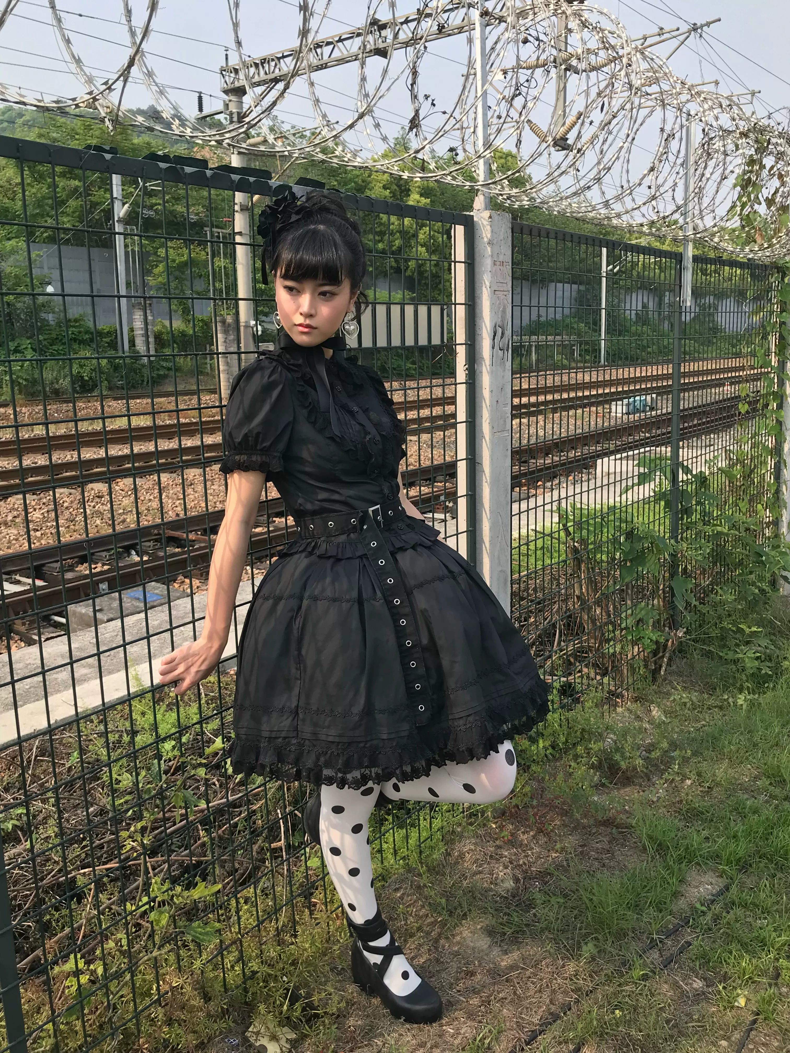 Sugar Heart Rose - Cotton Old School Lolita SK with Ruffled Hem