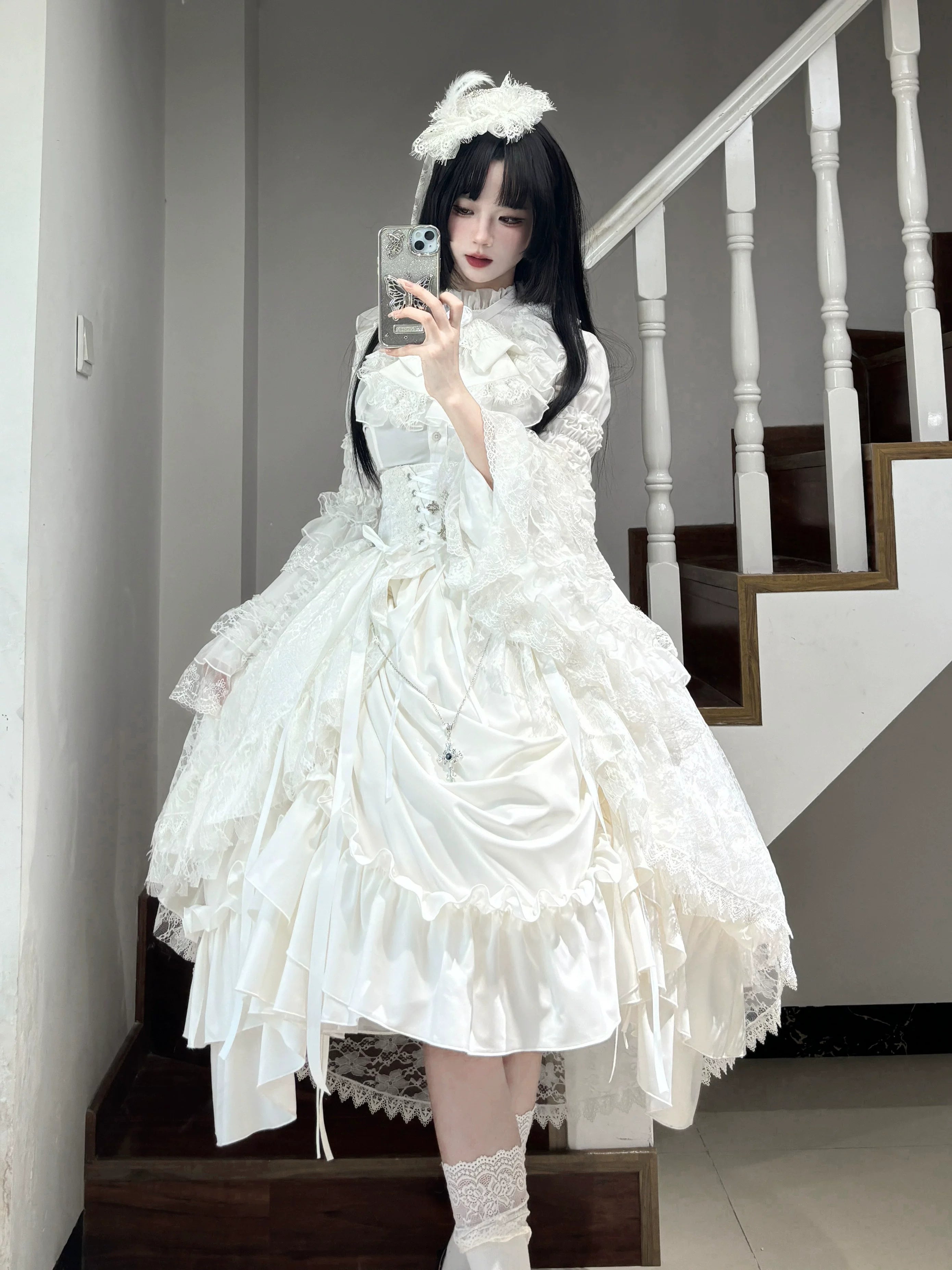 Nightingale Girl - Eternal Taboo - Gothic Lolita Dress Princess Sleeve Shirt