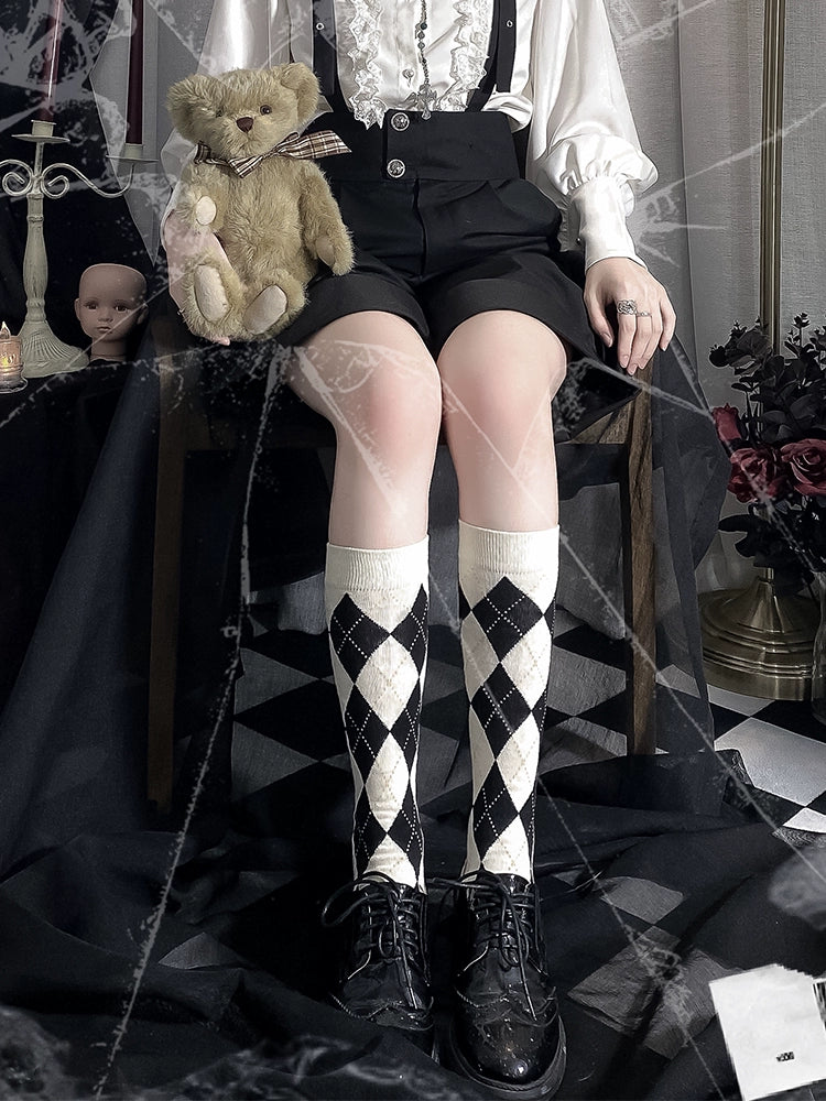 CastleToo - Cotton Ouji Lolita Argyle Calf Socks