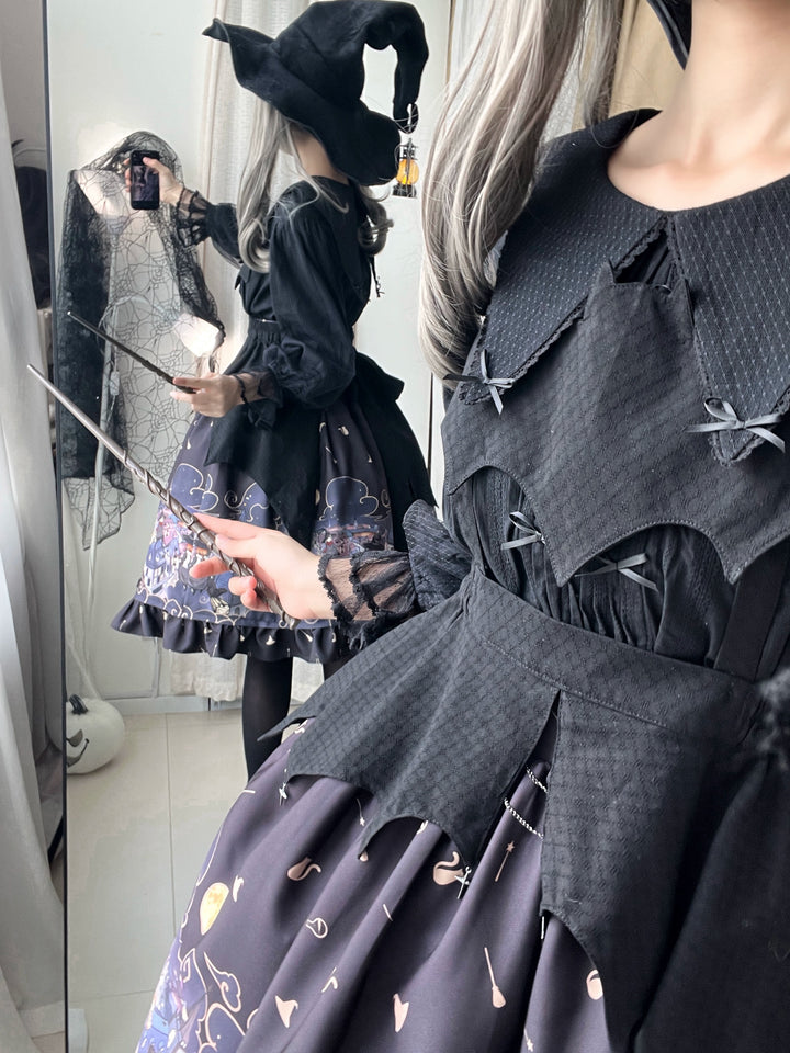 Magic Tea Party~Witching Night~Bat-Inspired Gothic Lolita Apron for Halloween
