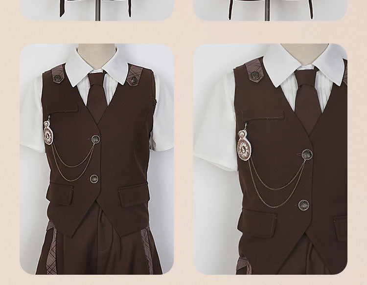 Letters from Unknown Star - Ouji Lolita Brown Short Set S vest