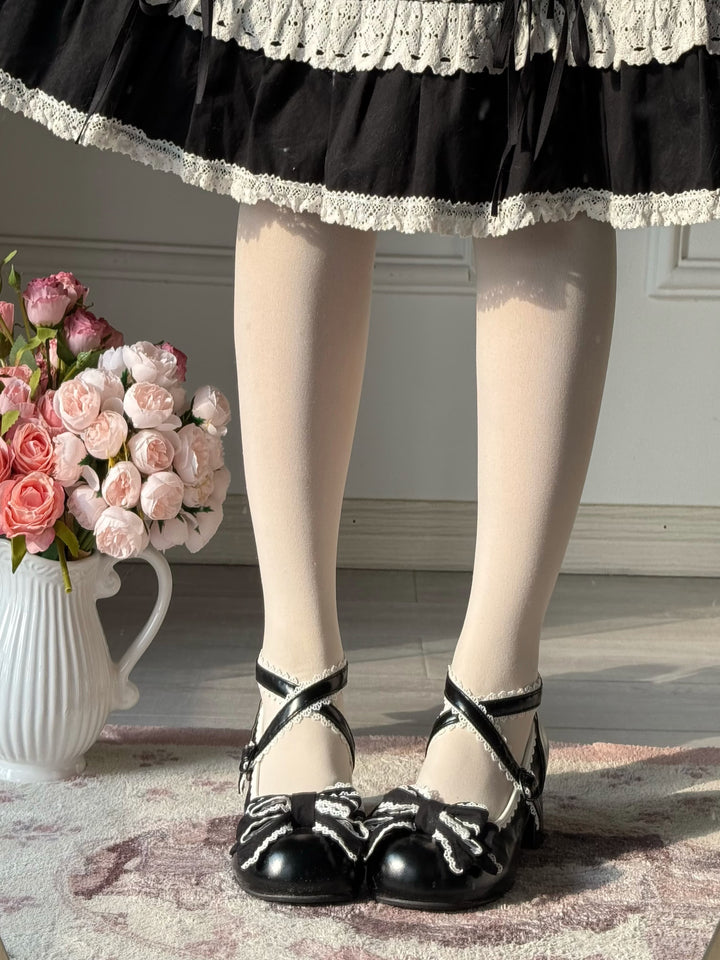 Pure Tea For Dream~Cotton Cutie~Sweet Lolita Shoes Low and Medium Heel Shoes with Bow